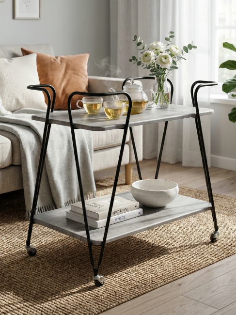 Стол сервировочный Эстер черный/орех гикори grey