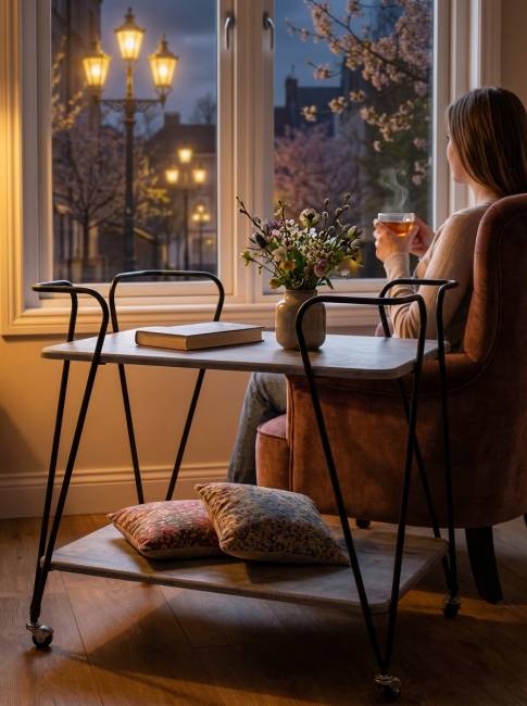 Стол сервировочный Эстер черный/орех гикори grey