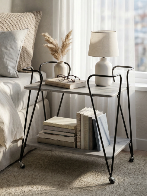 Стол сервировочный Эстер черный/орех гикори grey