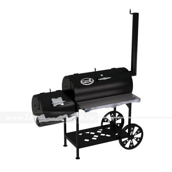 Гриль-Смокер XL, из стали толщиной 4 мм, топка слева, в термостойкой покраске Гриль-Смокер XL, из стали толщиной 4 мм, топка слева, в термостойкой покраске