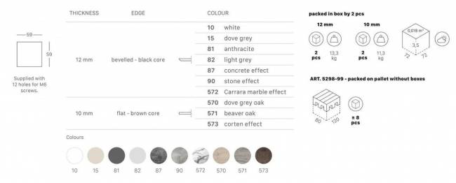 Столешница квадратная Compact Laminate для подстолья Nemo, Domino, Tiffany, Cross состаренный серый дуб 600х600х10 мм