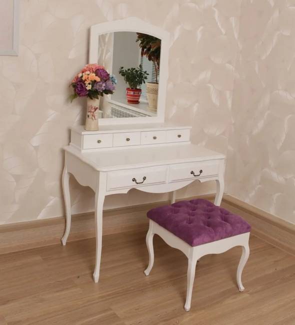 Туалетный стол Малонн Ави с секретером и зеркалом Белый