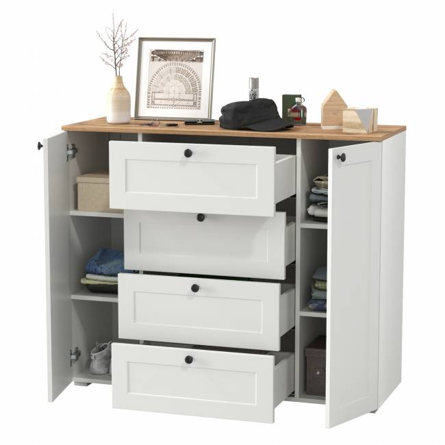 Комод Остин 16.221 цвет белый шагрень/дуб крафт золотой Комод Остин 16.221 цвет белый шагрень/дуб крафт золотой