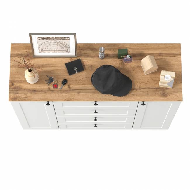 Комод Остин 16.221 цвет белый шагрень/дуб крафт золотой Комод Остин 16.221 цвет белый шагрень/дуб крафт золотой