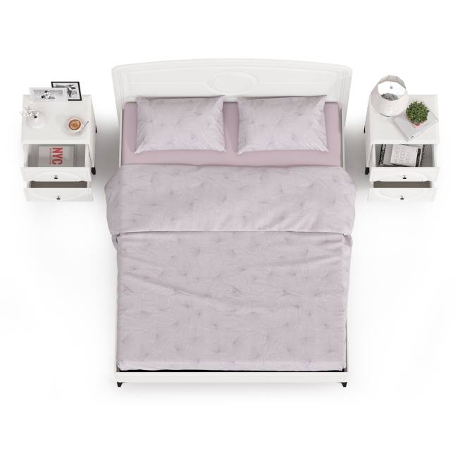 Кровать 1600 с ортопедическим основанием Валенсия и две тумбочки цвет белый шагрень Кровать 1600 с ортопедическим основанием Валенсия и две тумбочки цвет белый шагрень