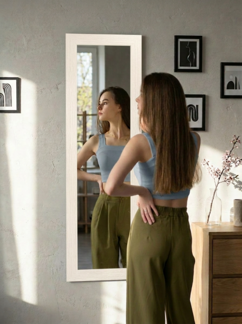 Зеркало настенное BeautyStyle 9 слоновая кость 138 см х 35 см