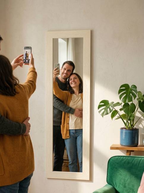 Зеркало настенное BeautyStyle 9 слоновая кость 138 см х 35 см