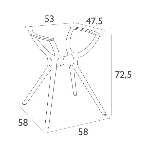 Подстолье пластиковое Air Legs Small черный 580х580х725 мм