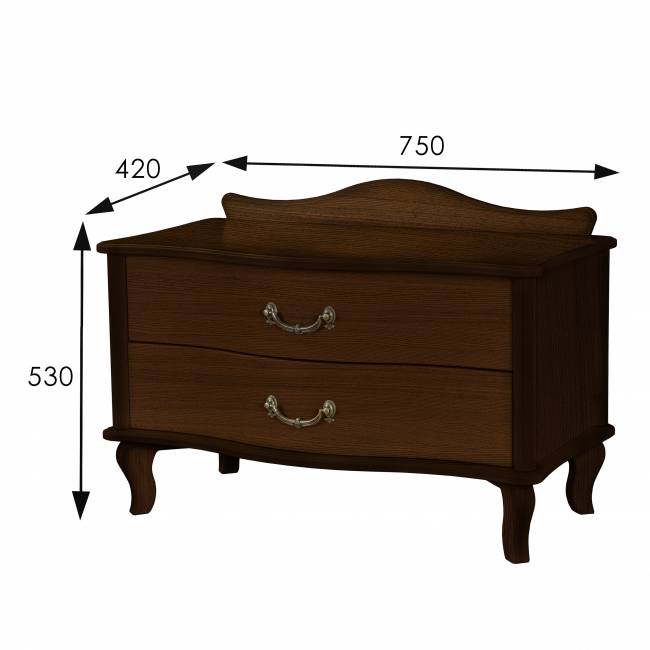 Тумбочка Джульетта широкая 2 ящика орех Л Тумбочка Джульетта широкая 2 ящика орех Л