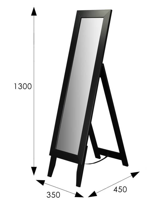Зеркало напольное BeautyStyle 1 черный 130 см х 35 см