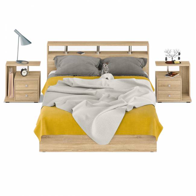 Кровать 1600 Камелия + две тумбы цвет дуб сонома Кровать 1600 Камелия + две тумбы цвет дуб сонома