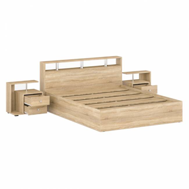 Кровать 1600 Камелия + две тумбы цвет дуб сонома Кровать 1600 Камелия + две тумбы цвет дуб сонома