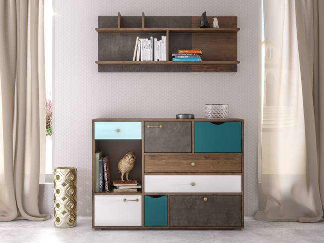 Комод Вайс 10.104 цвет винтаж/камень тёмный/бензин/белый премиум Комод Вайс 10.104 цвет винтаж/камень тёмный/бензин/белый премиум