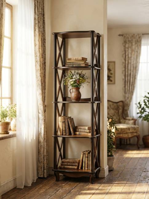 Этажерка-стеллаж Джульетта 4 уровня, орех Л