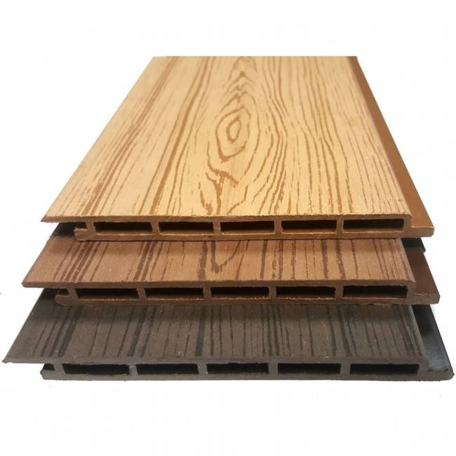 Фасадная панель из ДПК HOLZHOF, 180*14*3000 мм, кофе с молоком Фасадная панель из ДПК HOLZHOF, 180*14*3000 мм, кофе с молоком