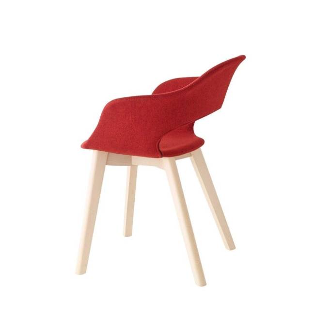 Кресло с обивкой Natural Lady B Pop отбеленный бук, красный 570х600х820 мм