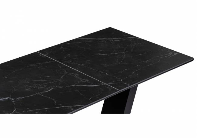 Керамический стол на тумбе Иматра 140(180)х80х76 черный мрамор / черный кварц