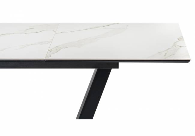 Керамический стол на тумбе Иматра 140(180)х80х76 белый мрамор / черный