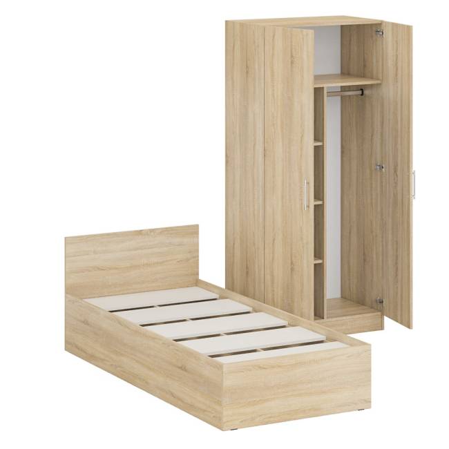 Кровать односпальная 900 со шкафом для одежды 2-х створчатым Стандарт цвет дуб сонома