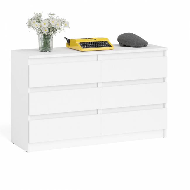 Широкий комод шесть ящиков Мори МК1200.6 цвет белый