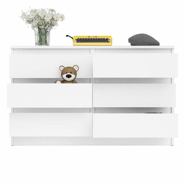 Широкий комод шесть ящиков Мори МК1200.6 цвет белый