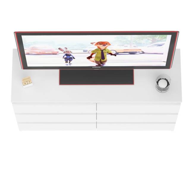 Широкий комод шесть ящиков Мори МК1200.6 цвет белый