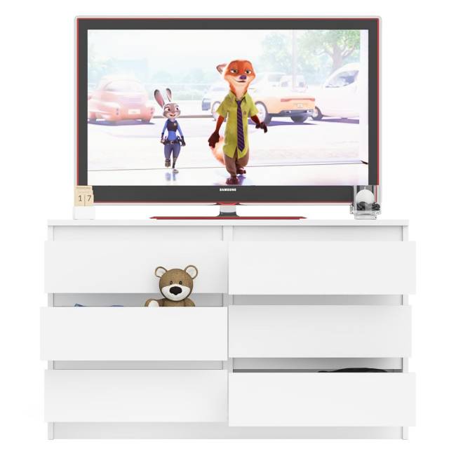 Широкий комод шесть ящиков Мори МК1200.6 цвет белый