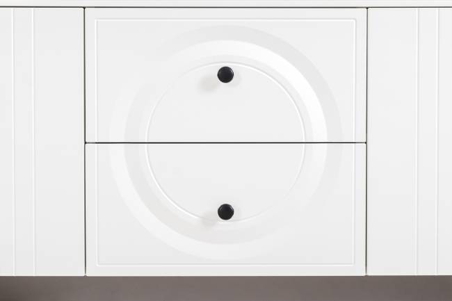 Тумба для ТВ с двумя навесными полкой Валенсия цвет белый шагрень Тумба для ТВ с двумя навесными полкой Валенсия цвет белый шагрень