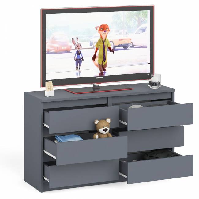 Широкий комод шесть ящиков Мори МК1200.6 цвет графит Широкий комод шесть ящиков Мори МК1200.6 цвет графит