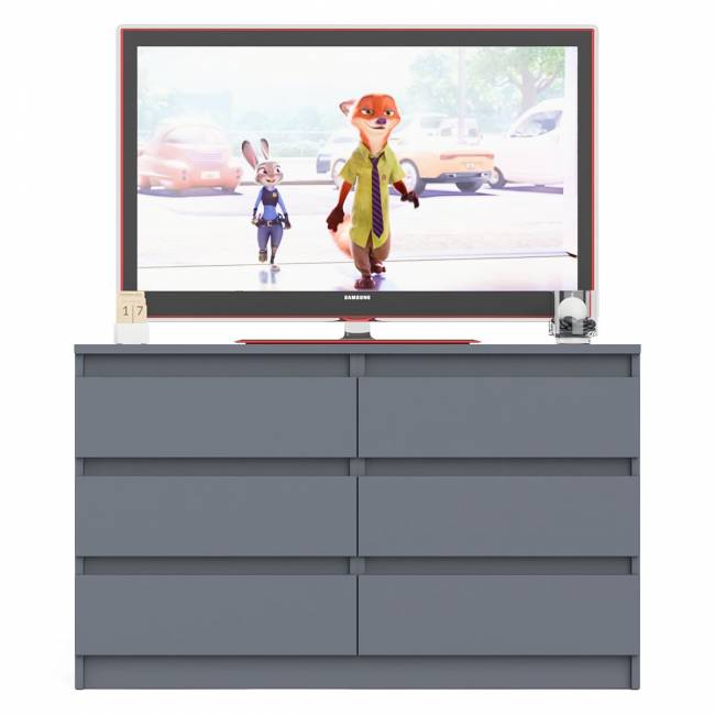 Широкий комод шесть ящиков Мори МК1200.6 цвет графит Широкий комод шесть ящиков Мори МК1200.6 цвет графит