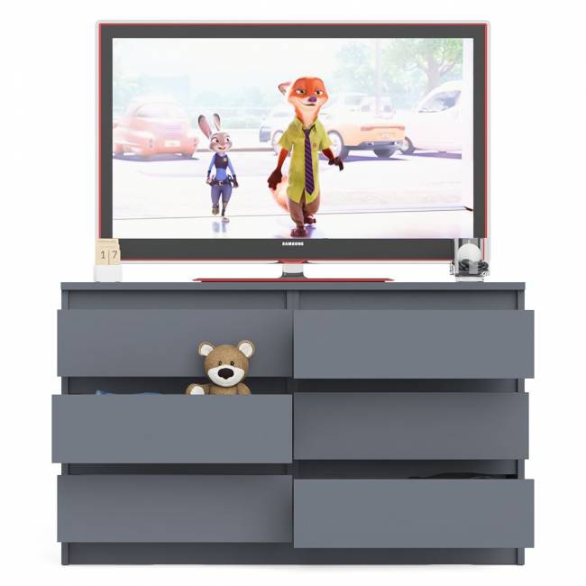 Широкий комод шесть ящиков Мори МК1200.6 цвет графит Широкий комод шесть ящиков Мори МК1200.6 цвет графит