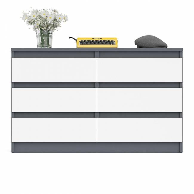Широкий комод шесть ящиков Мори МК1200.6 цвет графит/белый Широкий комод шесть ящиков Мори МК1200.6 цвет графит/белый