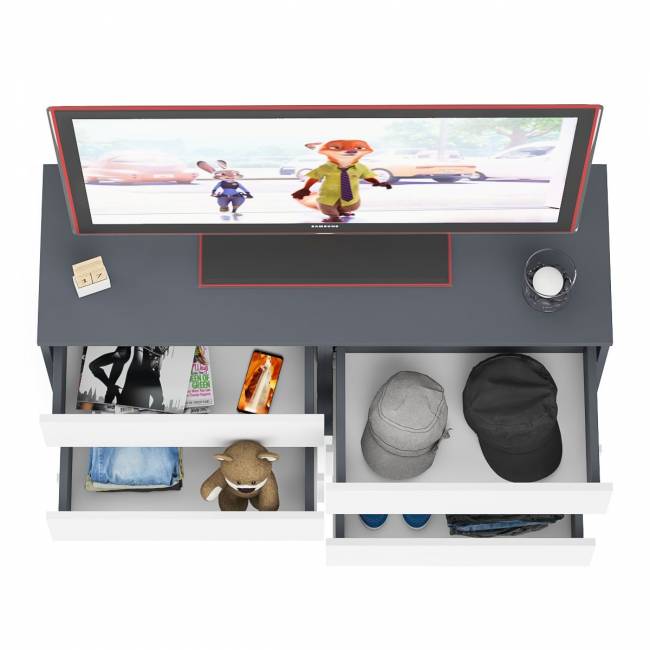 Широкий комод шесть ящиков Мори МК1200.6 цвет графит/белый Широкий комод шесть ящиков Мори МК1200.6 цвет графит/белый