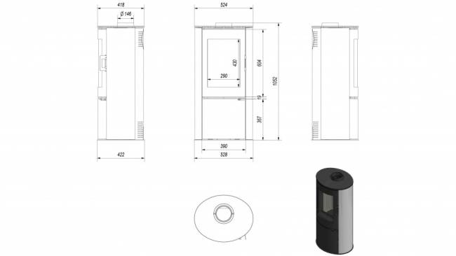 Печь дровяная KOZA/AB/S/DR/KAFEL/BIALY