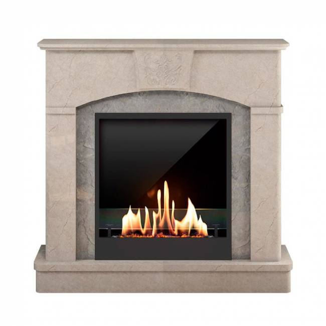 Биокамин в мраморном портале SteelHeat Praga (Стекло + Стемалит)