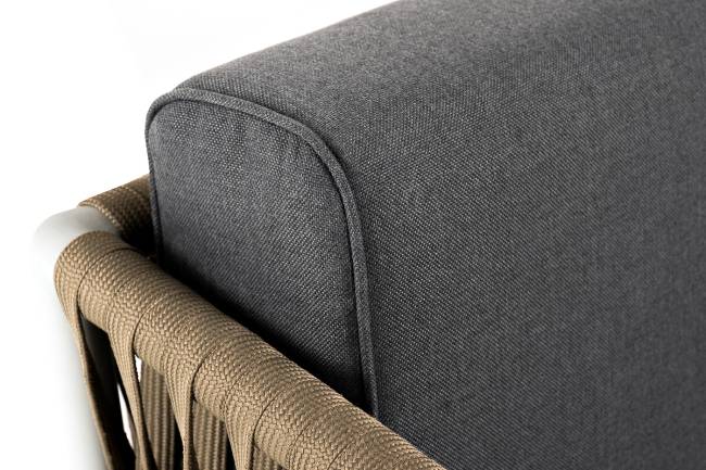 "Касабланка" диван 3-местный плетеный из роупа, каркас алюминий светло-серый (RAL7035) муар, роуп серо-коричневый 23мм, ткань серая 017 "Касабланка" диван 3-местный плетеный из роупа, каркас алюминий светло-серый (RAL7035) муар, роуп серо-коричневый 23мм, ткань серая 017