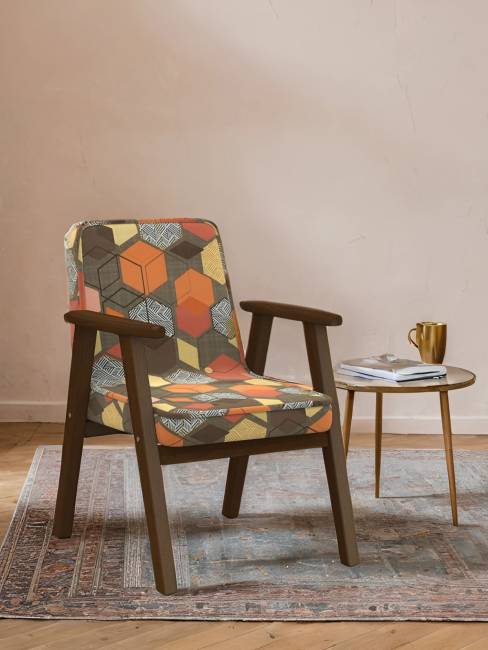 Кресло Ретро ткань геометрия коричневый, каркас орех Кресло Ретро ткань геометрия коричневый, каркас орех