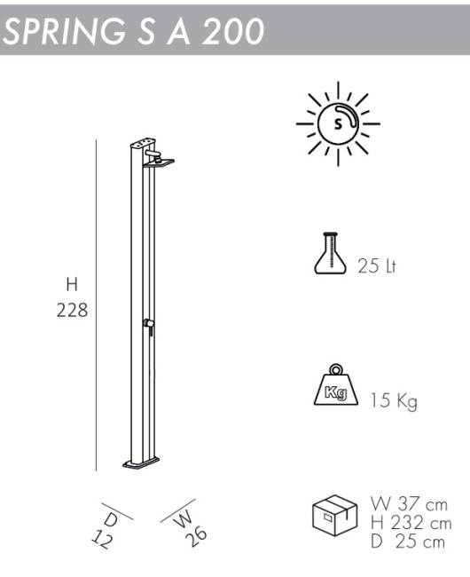 Душ солнечный Spring S A 200 120х260х2280 мм Душ солнечный Spring S A 200 120х260х2280 мм