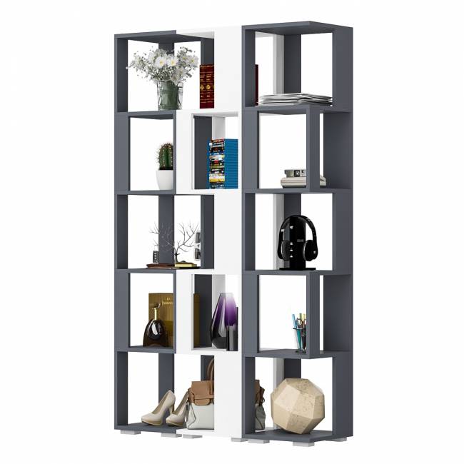 Комплект их 3-х открытых стеллажей цвет графит/белый Комплект их 3-х открытых стеллажей цвет графит/белый