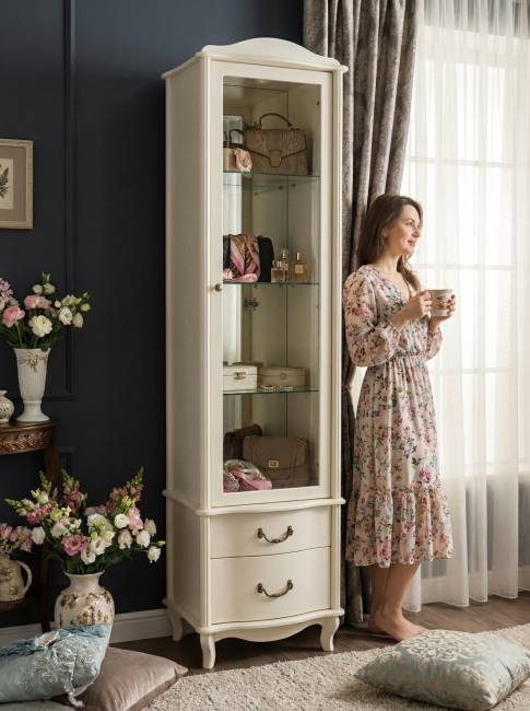 Шкаф-витрина Джульетта, дуб шампань Л