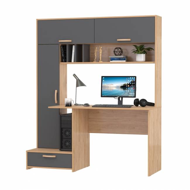 Стол компьютерно-письменный Лайт 03.243Н цвет гикори рокфорд натуральный/тёмно-серый Стол компьютерно-письменный Лайт 03.243Н цвет гикори рокфорд натуральный/тёмно-серый