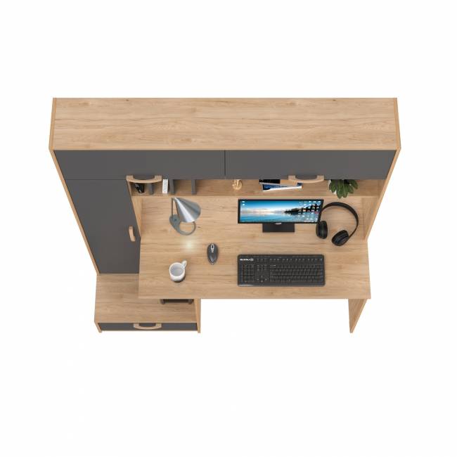 Стол компьютерно-письменный Лайт 03.243Н цвет гикори рокфорд натуральный/тёмно-серый Стол компьютерно-письменный Лайт 03.243Н цвет гикори рокфорд натуральный/тёмно-серый