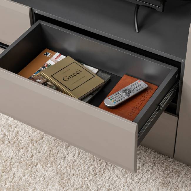 Две открытых полки Сидней и ТВ-тумба цвет антрацит/МДФ веллюто капучино Две открытых полки Сидней и ТВ-тумба цвет антрацит/МДФ веллюто капучино