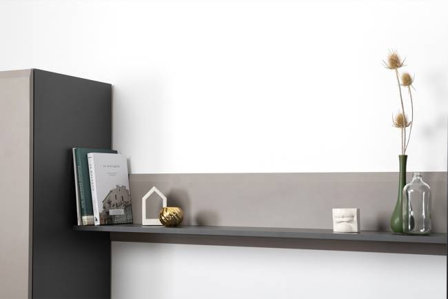 Две открытых полки Сидней и ТВ-тумба цвет антрацит/МДФ веллюто капучино Две открытых полки Сидней и ТВ-тумба цвет антрацит/МДФ веллюто капучино