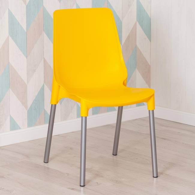 Стул Джениус/Genius (мод. 75) (1шт.в упаковке) пластик/металл, 46x56x84cм, желтый/опоры хром желтый/ножки хром металл/пластик Стул Джениус/Genius (мод. 75) (1шт.в упаковке) пластик/металл, 46x56x84cм, желтый/опоры хром желтый/ножки хром металл/пластик