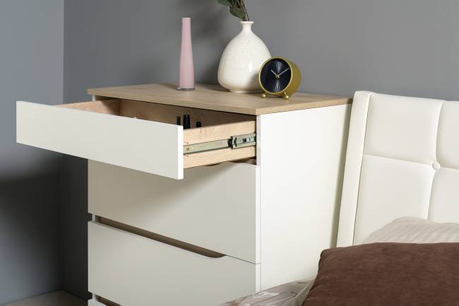 Комплект мебели Муссон № 19 в Вашу спальню цвет белый/чёрный/дуб эндгрейн элегантный/кожзам белый Комплект мебели Муссон № 19 в Вашу спальню цвет белый/чёрный/дуб эндгрейн элегантный/кожзам белый