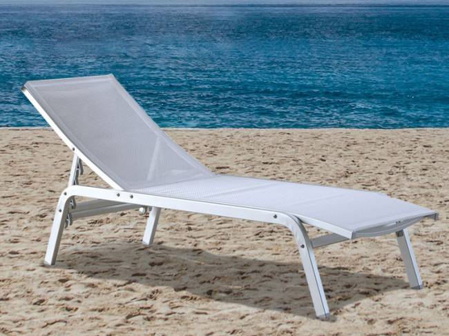 Шезлонг-лежак металлический Navy серебристый 2000х600х1000 мм