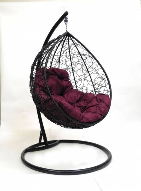 Подвесное кресло кокон «капля ротанг» чёрный