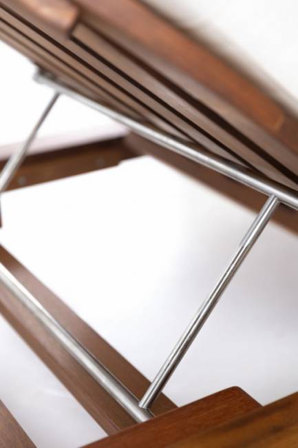 Шезлонг-лежак деревянный с матрасом Spain натуральный, голубой 2300х860x300 мм