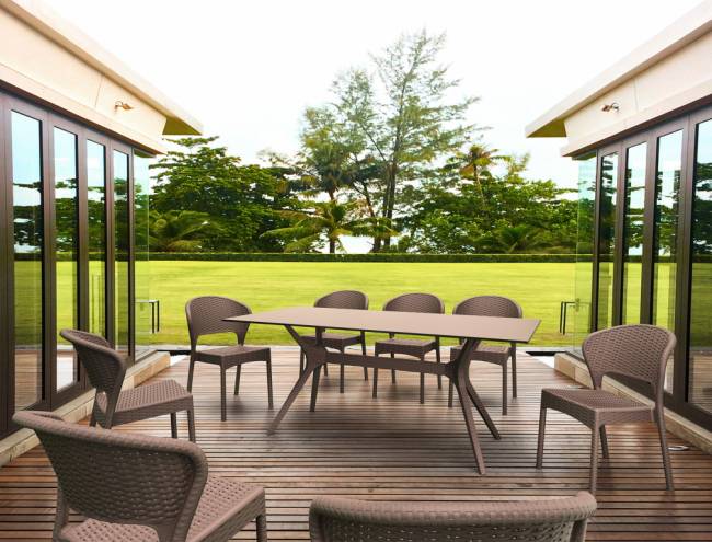 Стол пластиковый Ibiza Table 180 коричневый 1800х900х740 мм